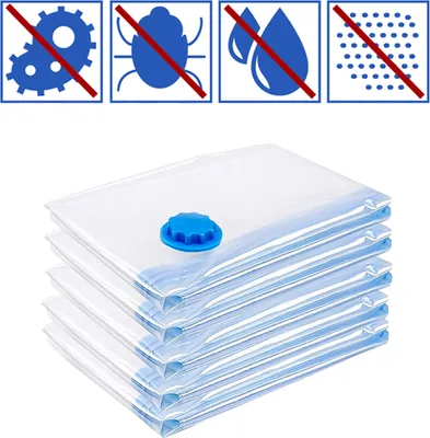 Produktbild von EINFEBEN Vakuumbeutel Aufbewahrungsbeutel 5 Stueck 60x40cm vakuumtasche kleiderbeutel Staubdicht Feuchtigkeitsbestaendig Wiederverwendbar Reise Vakuum Kleiderbeutel ，für Kleidung Decken Camping und Backpacking