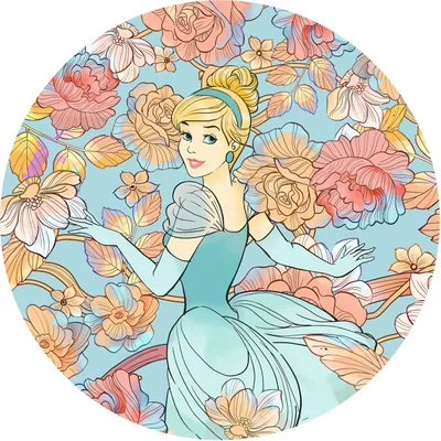 Image de Disney papier peint rond autocollant Cendrillon Multicolor - 611718 - Ø 125 cm