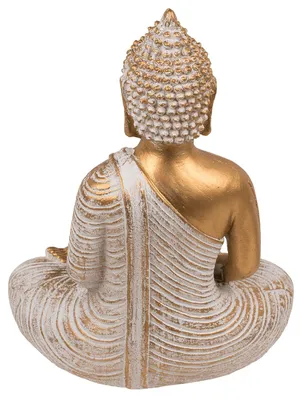 Produktbild von Out of the blue Deko-Figur, Buddha, mit Teelichthalter, ca. 13,5 x 9 x 19,5 cm, aus Polyresin, in Geschenkverpackung, Golden
