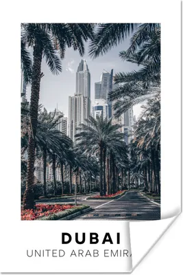 Produktbild von MuchoWow® Poster Dubai - Palme - Architektur 80x120 cm - Papierdruck