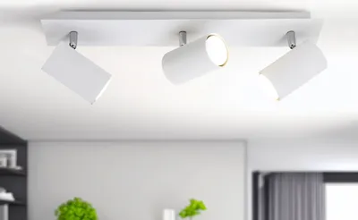 Produktbild von Deckenstrahler für Innen - Wohnzimmerlampe mit 3 schwenkbaren LED Spots in Weiß