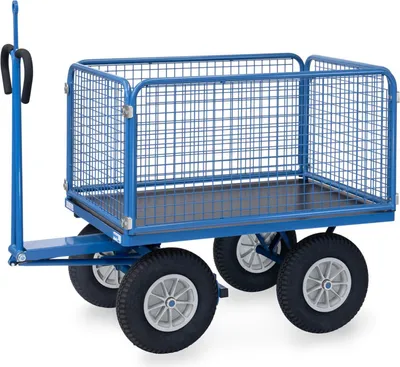 Produktbild von Fetra Handpritschenwagen mit Zugöse, Drahtgitterwänden und Polyurethanbereifung, 1135x795mm Ladefläche 750kg Tragkraft