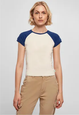 Immagine prodotto di Urban Classics Ladies Organic Stretch Short Retro Baseball Tee whiteand/spaceblue - XS
