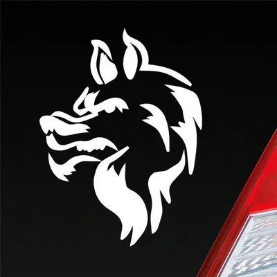 Produktbild von Auto Aufkleber Böser Wolf Hund Tier Animal Tribal Tattoo 12x9 cm Weiss Glanz Sticker Heckscheibenaufkleber