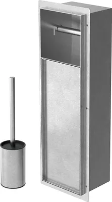 Produktbild von LuxeBath Unterputz-Schrankmodul Edelstahl für die Klobürstengarnitur, Chrom, 60x20x14 cm, Badezimmerschrank mit Toilettenpapierhalter, Toilettenbürste