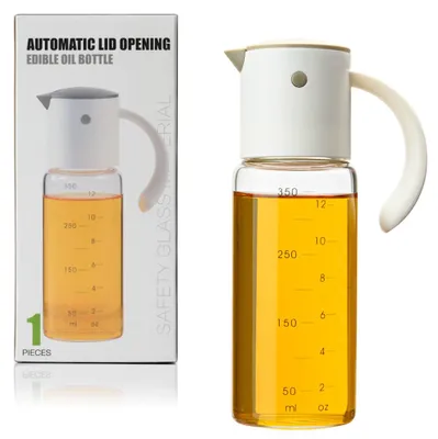 Image de Bouteille d'huile avec bec verseur automatique, 350 ml, grise, en verre