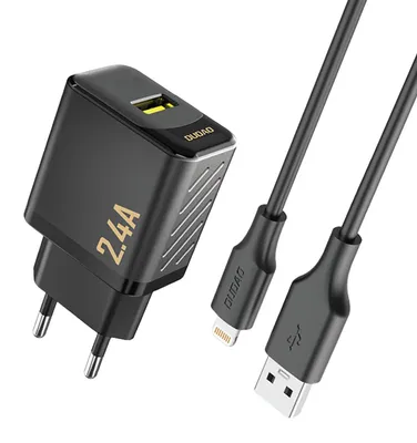 Image de DUDAO Dudao A23LEU Adapter 12Watt 1xUSB-A (1m USB-A to Lightning cable included) Sort