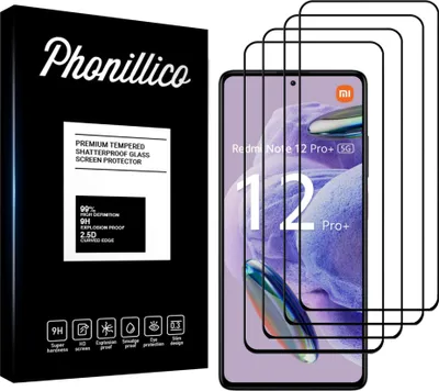 Obrázok produktu pre Tvrdené sklo pre Xiaomi Redmi Note 12 PRO PLUS 5G / Redmi Note 12 PRO+ 5G [4 ks] Ochranné sklo s čiernym okrajom Fólia proti poškriabaniu odolná proti sklu Phonillico®