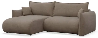 Image de Selsey Cushi – Canapé d'angle convertible, pouf à gauche, chenille marron clair
