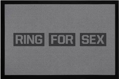 Produktbild von Fußmatte mit Spruch Ring for Sex lustige Türmatte rutschfest & waschbar Moonworks® schwarz 60x40cm