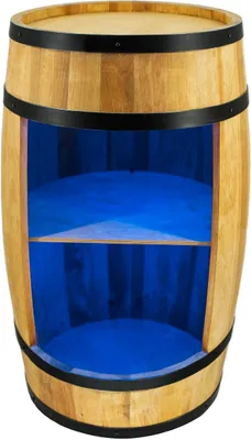 Produktbild von Weinregal Holz mit LED-Leuchten - Weinschrank Mini Bar - Alkohol Schrank Mann - Barschrank - Fass bar - 80cm hoch - Retro deko Bar Regal - Hausbar Theke - Fassbar - Fassmöbel (Eiche)
