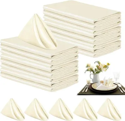 Produktbild von Famanu Stoffservietten 24 Stück - 43 x 43 cm - Beige - Waschbar - Elegantes Design
