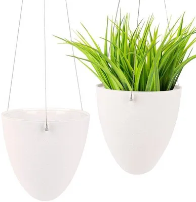 Produktbild von Hängepflanzentöpfe 2er Set, selbstwassert, moderne Pflanzentöpfe für Innen- und Außenbereich