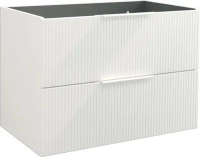 Produktbild von Jungborn Waschbeckenunterschrank QUATTRO BxHxT 80 x 55 x 46 cm Frontfarbe weiß matt geriffelt inkl. Einzelsiphon und Gri