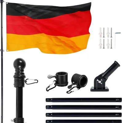Produktbild von Flaggenmast aus Edelstahl, 1,8 m, 360° drehbare Ringe, für Balkon und Garten