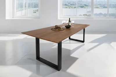 Produktbild von Esstisch 280x100cm Akazie massiv nussbaum Schweizer Kante U-Gestell ATLANTA