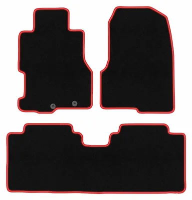 Image de Tapis de sol en moquette pour Honda Civic VII 2001-2007 (5 portes) – jeu 4 pièces, noir/rouge, sur mesure – Wielganizator CARLUX