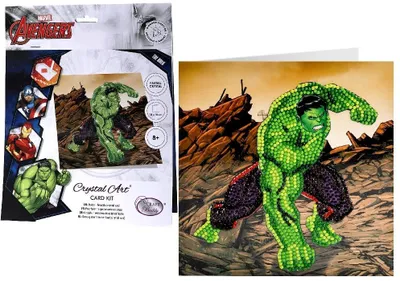 Image de Set de cartes de vœux Crystal Art Diamond - Hulk - 18 x 18 cm