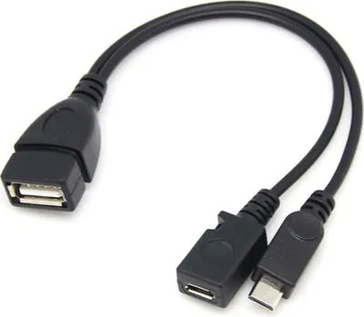Produktbild von Q25 USB 2.0 OTG Adapter Kabel – USB-A Buchse auf Micro-USB Stecker + Buchse, Daten & Ladeadapter, 20 cm