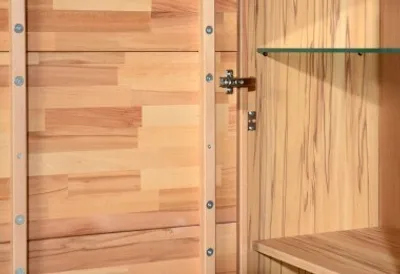Produktbild von Vitrine Schrank Vitrinenschrank Regal Kernbuche teilmassiv geölt