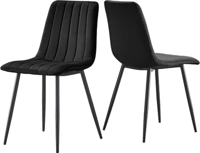 Produktbild von CLIPOP Esszimmerstühle 2er Set aus Samt, gepolstertem Sitz, Metallbeine, Schwarz