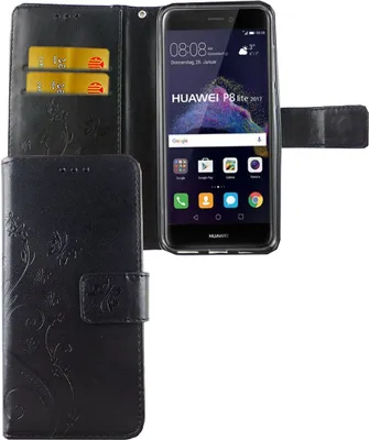 Produktbild von Schutz Hülle Blumen für Handy Huawei P8 Lite 2017 Schwarz