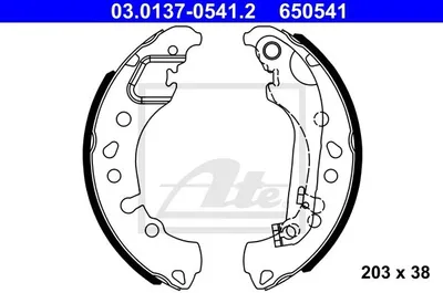 Produktbild von ATE Bremsbackensatz Trommelbremse Hinten für FORD Fiesta Mk7 Schrägheck 203mm 03.0137-0541.2
