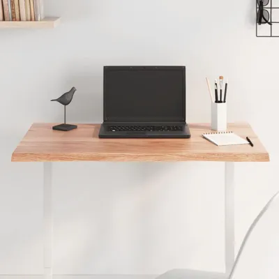 Image de Maison Exclusive - Table, plateau en bois massif chêne, dimensions 80x60x2 cm, bord naturel