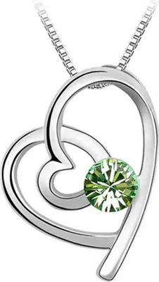 Produktbild von Damen Halskette Herz Heart Anhänger Zirkonia Kristall Autiga® silber-grün