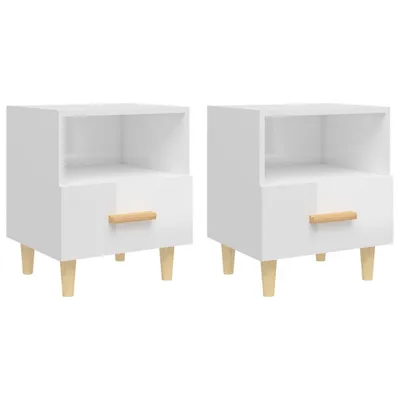 Produktbild von "2026 MODERNE"Nachttisch 2er Set, für Schlafzimmer - elegantes Design - Nachtkommode - Hochglanz-Weiß 40x35x47cm - Nachttische & -schränke NeuMöbel216748