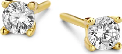 Produktbild von New Bling 9NB-0518 Zilveren Oorknopjes Dames - Zirkonia - 3mm - Goudkleurig