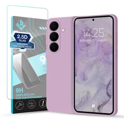 Produktbild von Hülle für Samsung Galaxy S26 FE mit 9H Displayglas Displayschutz Case Cover Bumper Smartphone Softgrip Schutzhülle Farbe: Lila