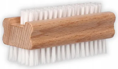 Immagine prodotto di Pennello a mano bifacciale, struttura in legno, setole sintetiche bianche