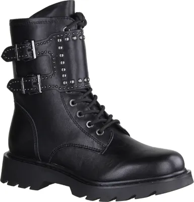 Produktbild von Tamaris 25238-001 Boots, Combat, Damen, Leder, Schwarz, Bikerstiefelette - Damenschuhe Modische Stiefelette / Boots, Schwarz, leder/synthetik, absatzh&oumlhe: 25 mm