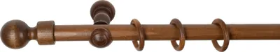 Produktbild von SN Deco - Stilgarnitur Gardinenstange Vorhangstange Giro, Holz, Klassikträger offen, 28 mm, 1-Lauf, Komplettset mit Ringen, Farbe Walnuss, 180 cm