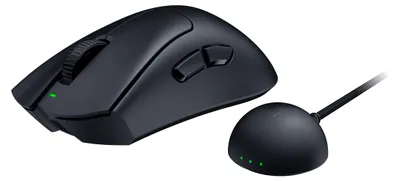 Produktbild von Razer DeathAdder V4 Pro, rechts, Optisch, RF Wireless + USB Type-A, 45000 DPI, Schwarz