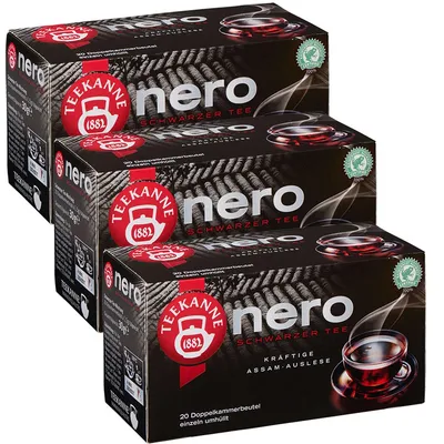 Produktbild von Teekanne Nero Schwarzer Tee kräftige Assam Auslese Stark 30g 3er Pack