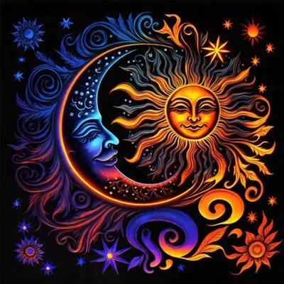 Produktbild von Diamentmosai̇k "Sonne Und Mond", Kreatives Bild, 30X40 Cm