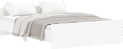 Image de vidaXL Cadre de lit avec tête et pied de lit blanc 140x190 cm