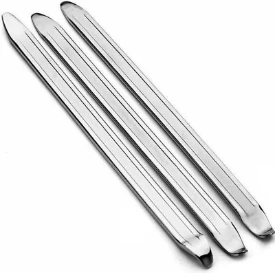 Obrázek produktu pro Sada páček na pneumatiky z manganové oceli – 25 cm – cín – sada 3 ks – nářadí na opravy – pro kola, motocykly, auta, výměnu pneumatik – stříbrná