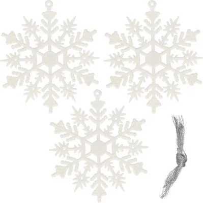 Immagine prodotto di Decorazioni natalizie - Fiocchi di neve con glitter 10 cm, bianchi, set da 3 pezzi
