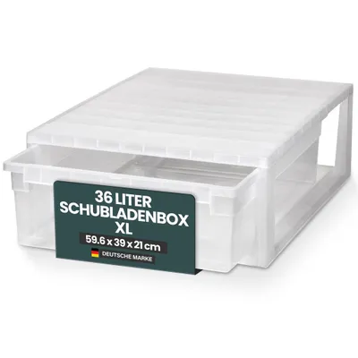 Produktbild von Schubladenbox mit Größe XL mit 36 Liter Nutzvolumen, Maße: 59,6x39x21,3 cm