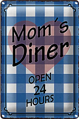 Produktbild von Blechschild Spruch 18x12cm Moms Diner open 24 hours Herz