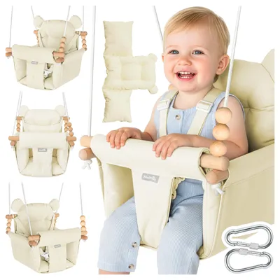 Produktbild von Malplay Kinderschaukel Babyschaukel aus Baumwolle Kissen 12–36 Monate bis 60kg Beige