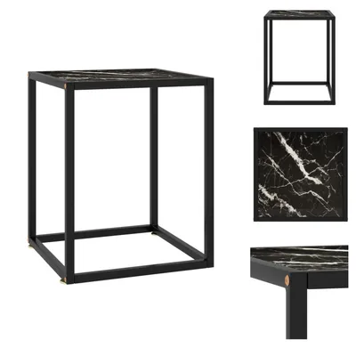 Immagine prodotto di vidaXL Tavolino nero con vetro nero effetto marmo 40x40x50 - Tavolini da caffè