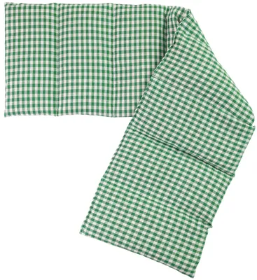 Produktbild von Johanniskernkissen 75x20cm groß 8-Kammer - Wärme-Körner-Kissen für Mikrowelle oder Backofen - grün-weiß kariert