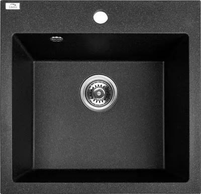 Produktbild von BADLAND BADLAND Spülbecken Granitspüle Einzelbecken ALENA 49x49 Schwarz | Siphon im SET!