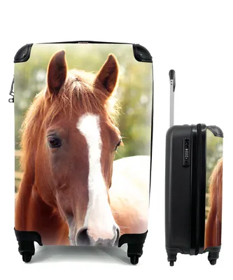 Produktbild von MuchoWow® Koffer Handgepäck Trolley Rollkoffer Kleine Reisekoffer mit 4 Rollen - Pferd - Tier - Kontur - Cabin Size < 55x40x23 cm & 55x40x20 cm - Fotokoffer - Kabinenkoffer - Boardgepäck - Reise-Box - Reisekoffer - Reisegepäck - Koffer mit Bild - Trolley für Kinder