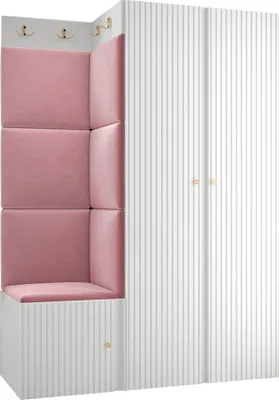Produktbild von MIRJAN24 Garderoben-Set Orion Ryfel Slim XXIII, Kleiderschrank, Schuhschrank, Kleiderhakenbrett, 7x Paneel 42x42, 8 Kleiderhaken, Metallgriffe (Farbe: Weiß, Manila 09)