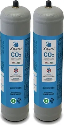 Immagine prodotto di Swan Co2 bombola monouso 600 gr E290 acido carbonico filettatura 11x1 M per gorgogliatori d'acqua, unità di raffreddamento e distributori di acqua potabile, 2 pezzi
